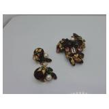 Brooch and Clip Earrings Set