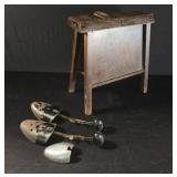 Wooden Shoe Shine Stand With Shoe Trees