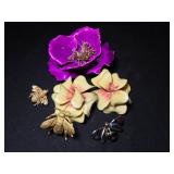 Brooch and Earring & Flowers and Bees