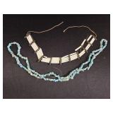 Turquoise Stone Necklace and Beaded Choker
