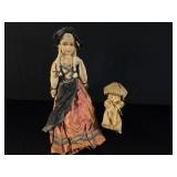 Vintage European Folk Doll & Baby Buggy