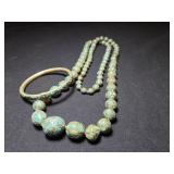 Mosaic Inlaid Turquoise Necklace and Bangle