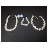 Napier and Trifari 15" Rhinestone Necklaces,