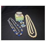 Costume Jewelry With Beads and Brooch
