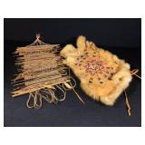 Beaded Fur and Woven Wall Hangings