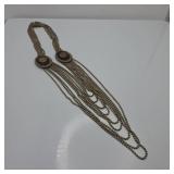 24" Brass and Jet Mourning Jewelry Necklace
