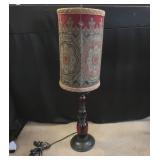 Slender Lamp with Red Bubbles and Tapestry