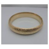 14K Gold Engraved Hinged Bracelet