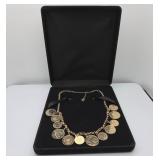 14K Chain Necklace with Gold Layered Coins