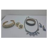 3-D Enamel and Crystal Bracelet and Earrings,