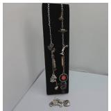 24" Sterling Necklace With 5 Sterling Charms