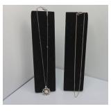 Two Sterling 15" Chains With Pendant