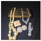 Hand Crafted Faux Pearl and Rhinestone Set