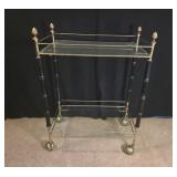 Rolling Cart 2-Tier Brass and Glass