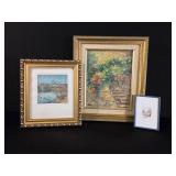 Three Framed Artworks: Oil and Watercolor