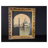 F. Bralms 1930 Oil on Canvas City Canal Scene