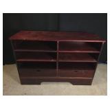 Wood Console Table With Shelves and Drawers