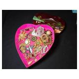 Costume Brooches in Heart Box