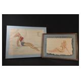 Two Framed Varga Girls Prints