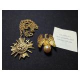 Romanian Order Pendant and 1997 Inaugural Pin