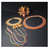 Maasai Beaded Necklaces and Painted Mask