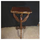 Carved Wood Phoenix Pedestal Table