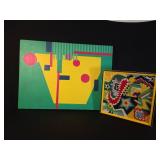 Abstract Canvas and Framed Needlepoint Art
