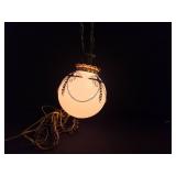Glass Swag Lamp with Ornate Brass