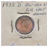 1938-D Mercury Silver Dime FS Bands