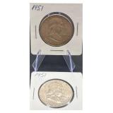 1951 Franklin Silver Half Dollars
