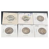 6pc U.S. Washington Silver Quarters