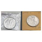 2pc Walking Liberty Silver Half Dollars