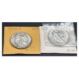 2pc Walking Liberty Silver Half Dollars