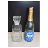 Glass Decanter & Celebrate 2000 Candle