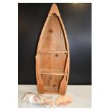 Wood Row Boat Shelf Decor w/ Shells