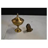 Small Brass Incense & Dog Figure
