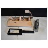 Vintage 3 Punch, Stapler, and Magnifying Glass
