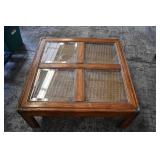 Square Wood and Glass Coffee Table