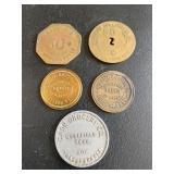 Collection of 5 Coal Miner Scrip Coins