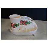Vtg Ceramic Christmas Bathroom Set