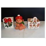 Set of 3 Vtg Ceramic Christmas Planters