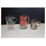 Set of 4 Christmas Glass Mugs