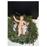 26" Wreath & Plaster Cherub