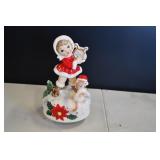 Vtg Lefton Girl w/ Harp Music Box