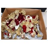 Box Full of Burgandy Velvet & Gold Angel Ornaments