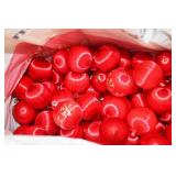 Box Full of Vtg Red Satin  Ball Ornaments