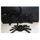 Halloween Cat & Spiders Tinsel Decor