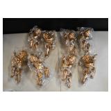 Set of 8 Gold Plastic Cherub Ornaments
