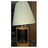 Vintage Don Ward-Style Oak & Glass Table Lamp