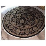 Round Wool Area Rug w/ Floral Pattern